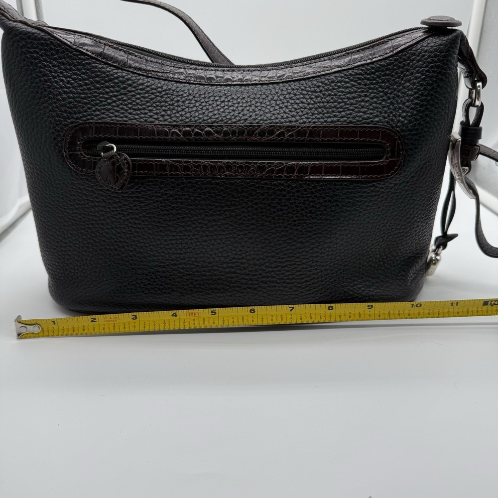 Brighton Shoulder Bag Black Pebble Leather & Brown Croc Purse Vintage - Picture 4 of 7